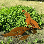 Rustic Quail Family Yard Stakes - Old West Iron