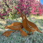 Rustic Quail Family Yard Stakes - Old West Iron