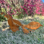 Rustic Quail Family Yard Stakes - Old West Iron