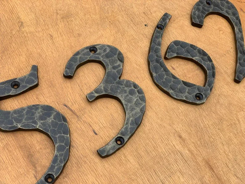 Hammered Iron House Numbers - Old West Iron