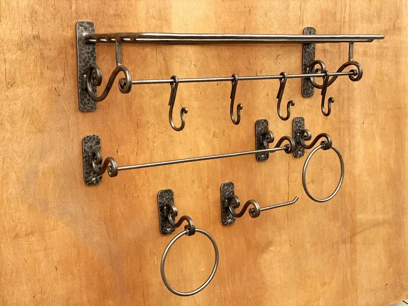 Rustic Bathroom Hardware Set - Old West Iron