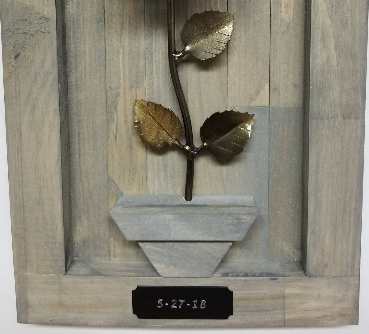 Framed Blue Metal Rose - Old West Iron