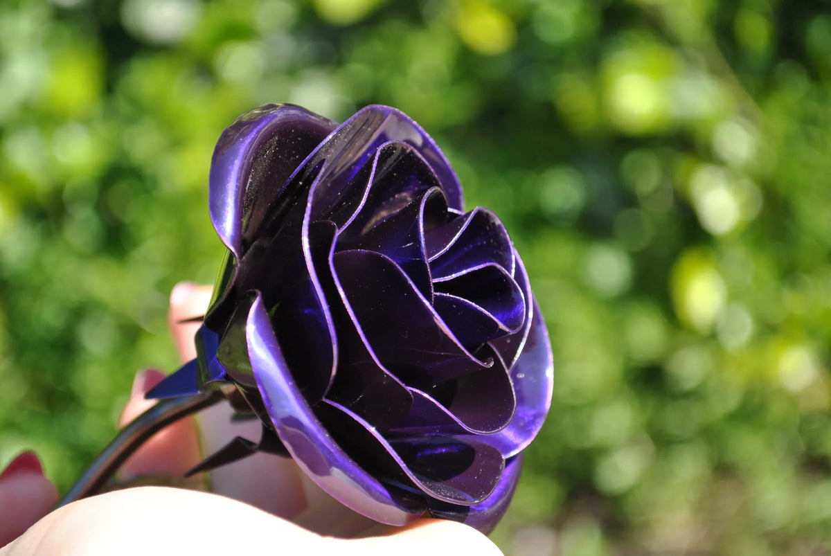 Hand Forged Purple Metal Rose - Old West Iron