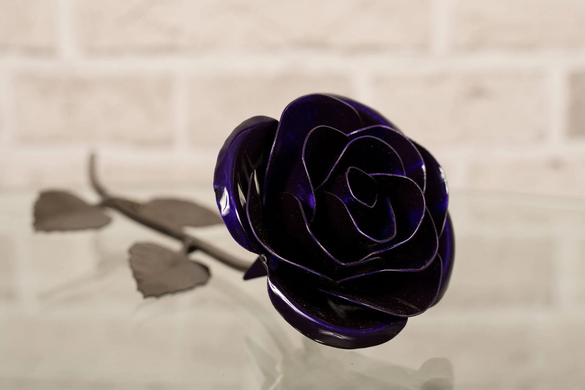 Hand Forged Purple Metal Rose - Old West Iron