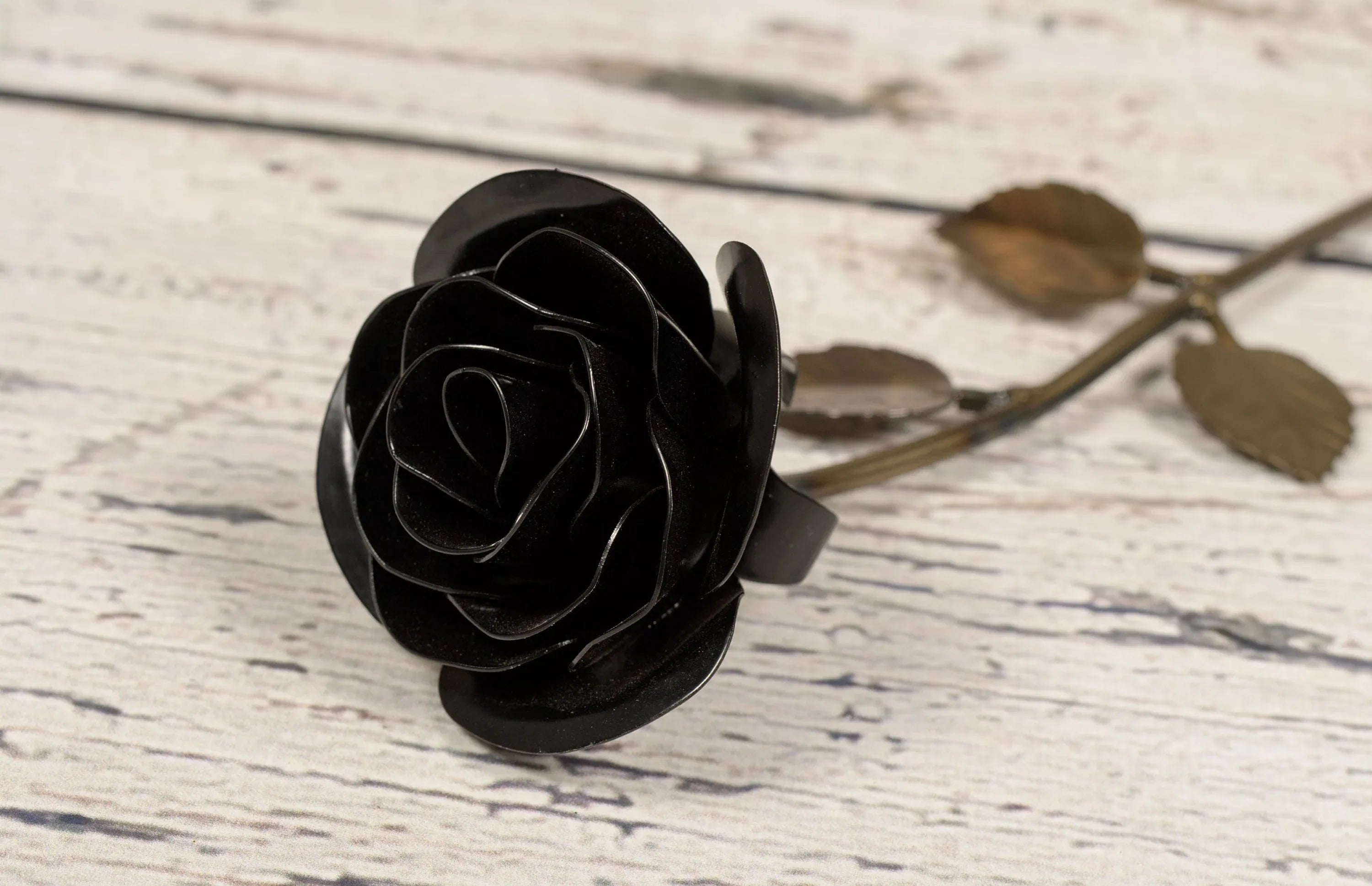 Hand-Forged Black Metal Rose - Old West Iron