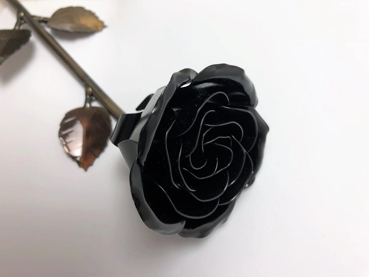 Hand-Forged Black Metal Rose - Old West Iron