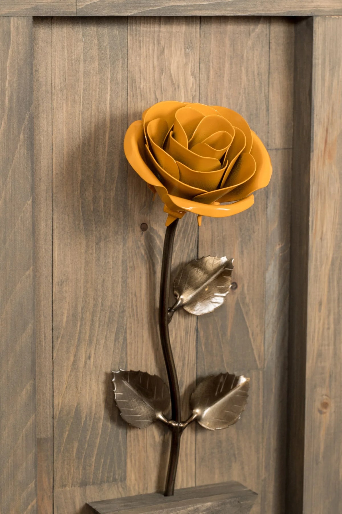 Framed Yellow Metal Rose - Old West Iron