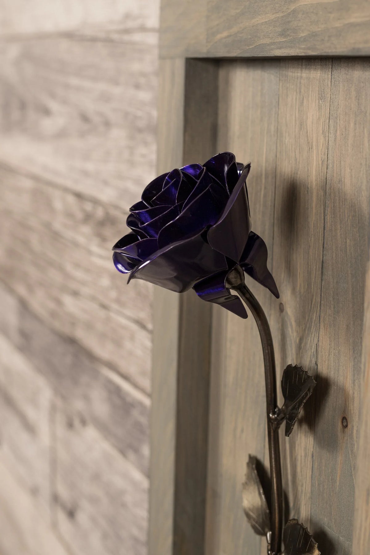Framed Purple Metal Rose - Old West Iron