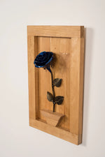 Framed Blue Metal Rose - Old West Iron
