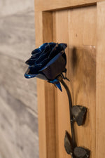 Framed Blue Metal Rose - Old West Iron