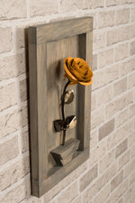 Framed Yellow Metal Rose - Old West Iron
