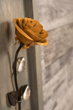 Framed Yellow Metal Rose - Old West Iron