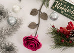 Hand-Forged Wrought Iron Pink Metal Rose - Old West Iron