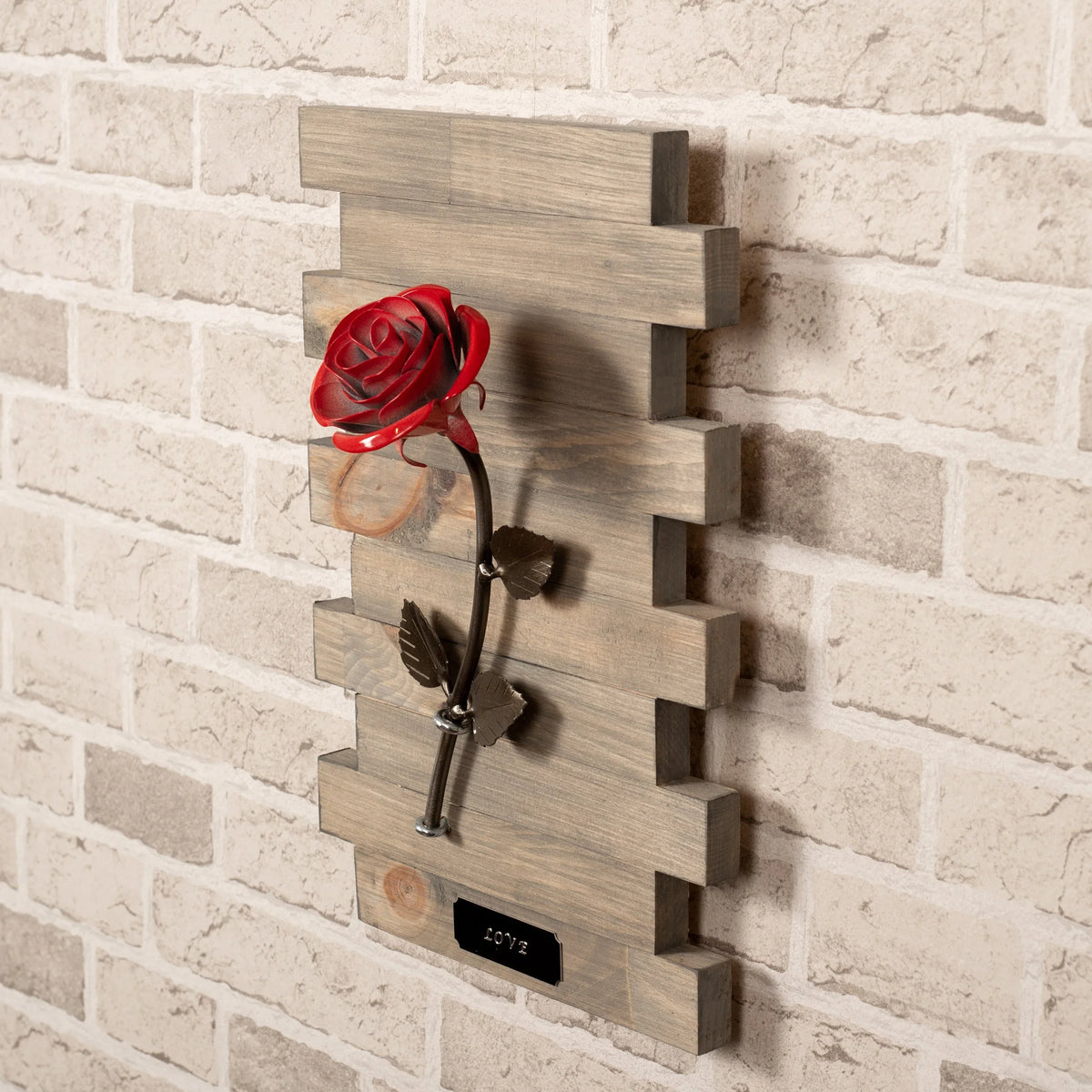 Framed Red Metal Rose - Old West Iron
