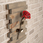 Framed Red Metal Rose - Old West Iron