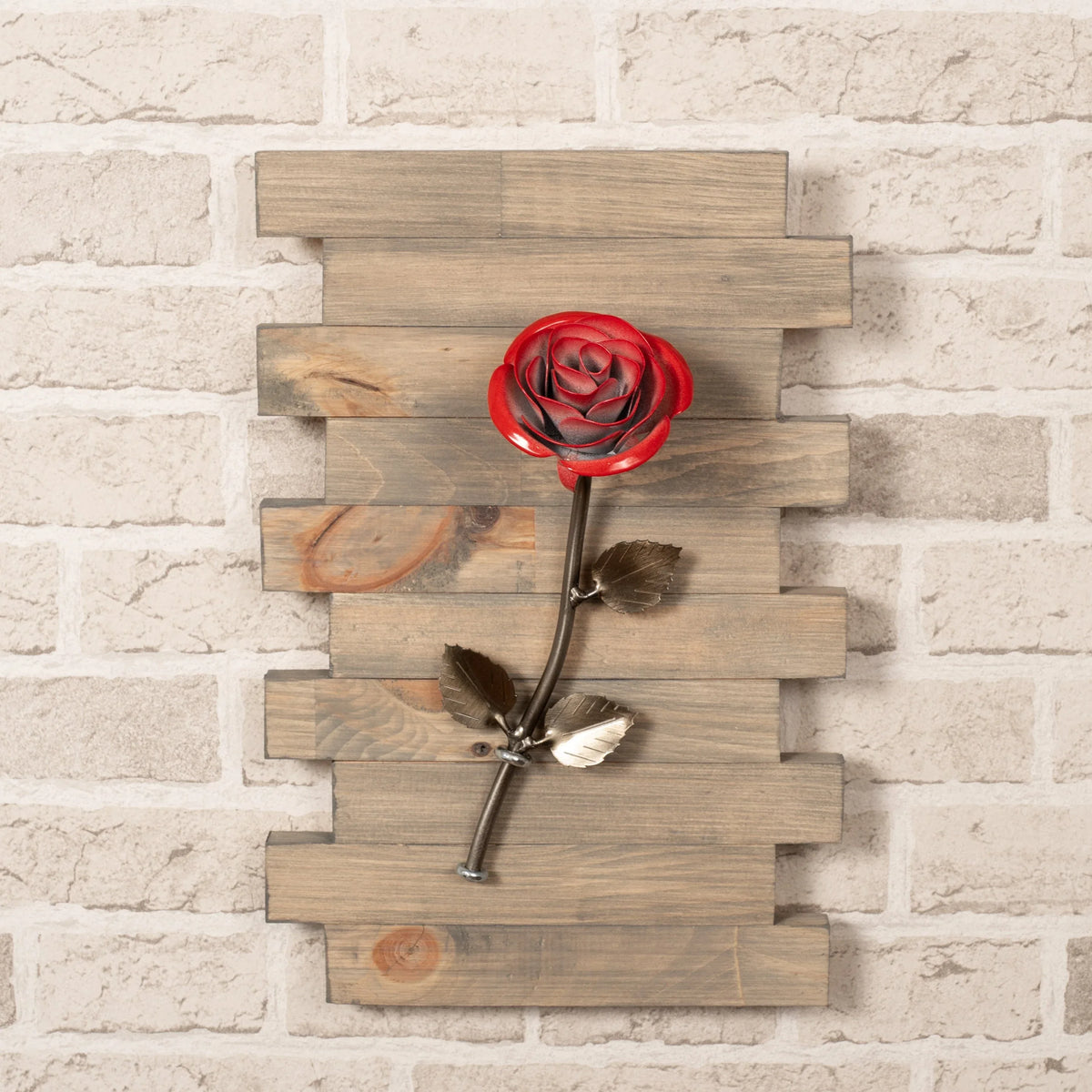 Framed Red Metal Rose - Old West Iron