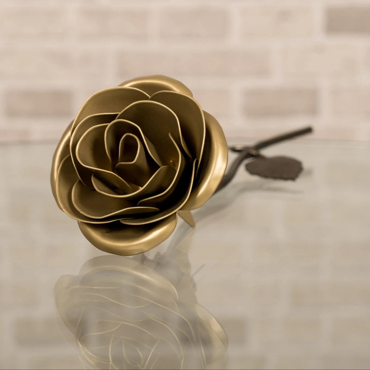 Hand Forged Gold Rose - Old West Iron