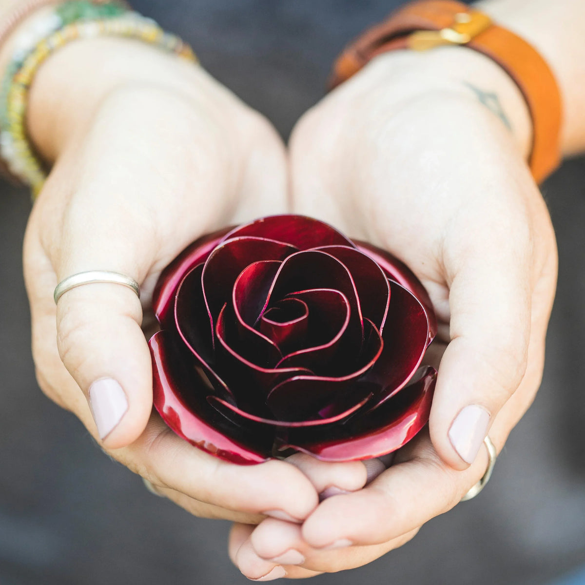 Hand-Forged Iron Red Rose - Old West Iron
