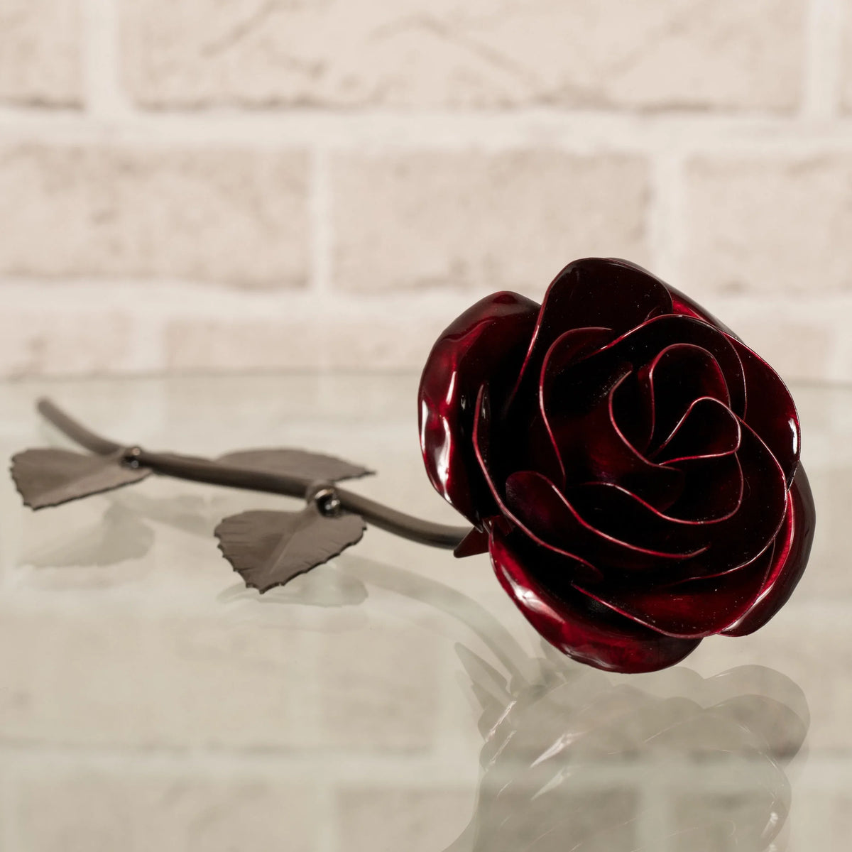 Hand-Forged Iron Red Rose - Old West Iron