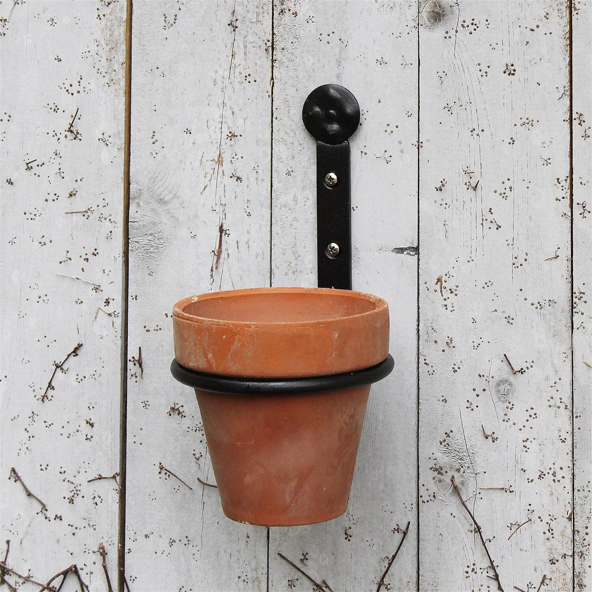 SET of 3, Wrought Iron Flowerpot RingHolder Wall Brackets - Old West Iron