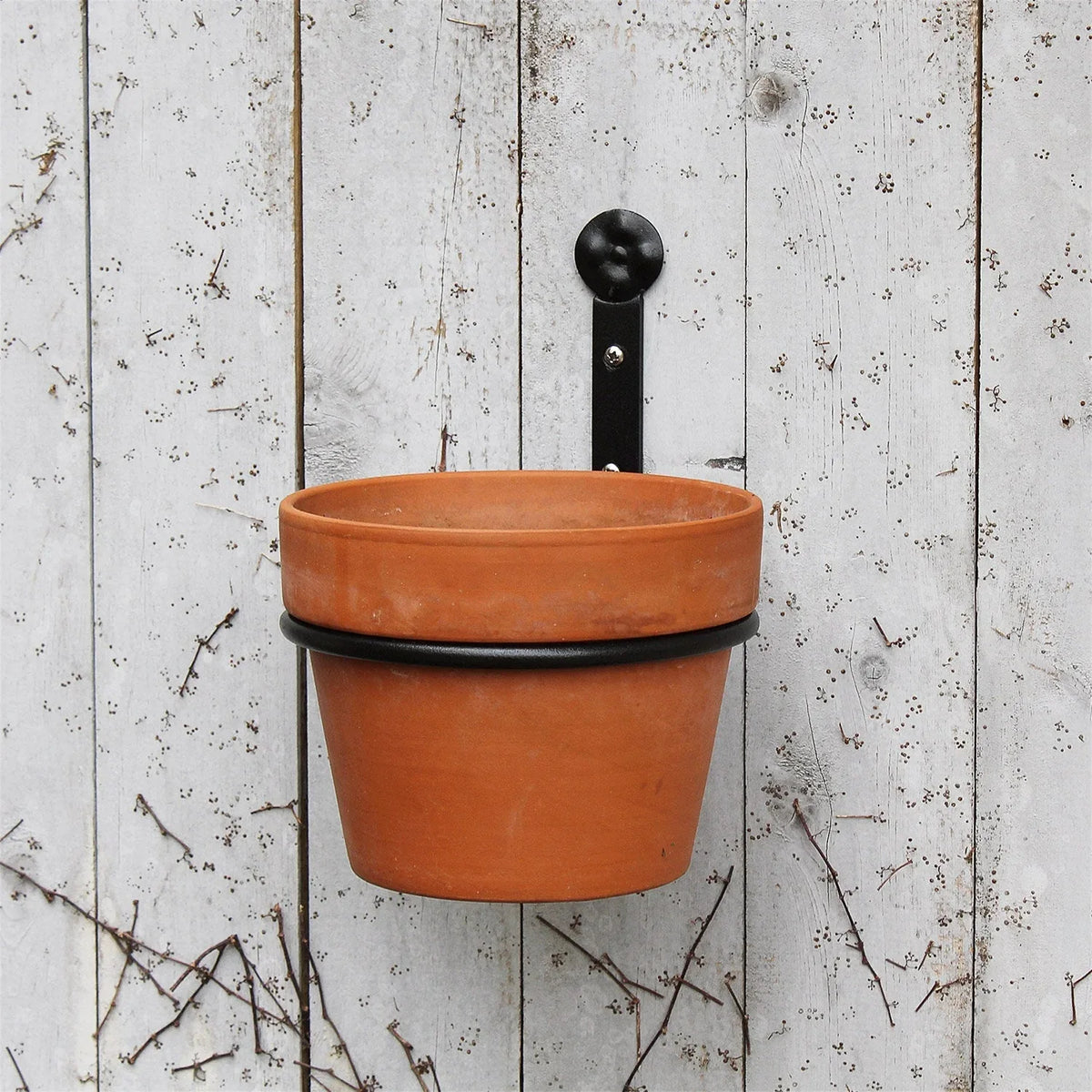 SET of 3, Wrought Iron Flowerpot RingHolder Wall Brackets - Old West Iron