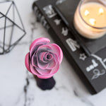 Hang Forged Pink and White Wrought Iron Rose - Old West Iron