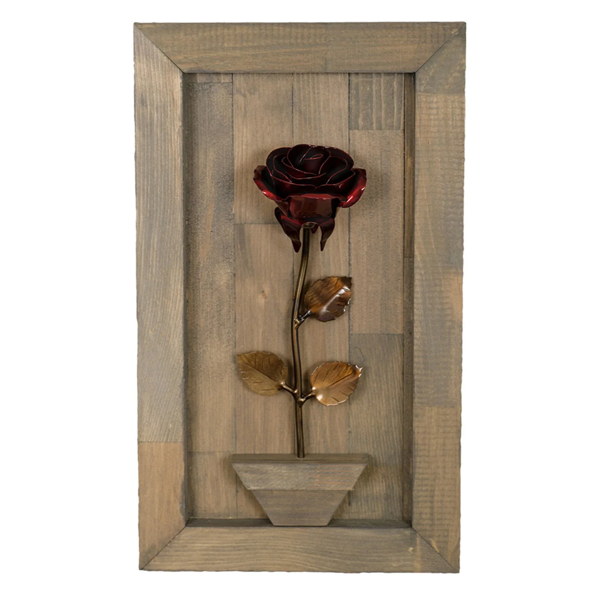 Framed Red Metal Rose - Old West Iron