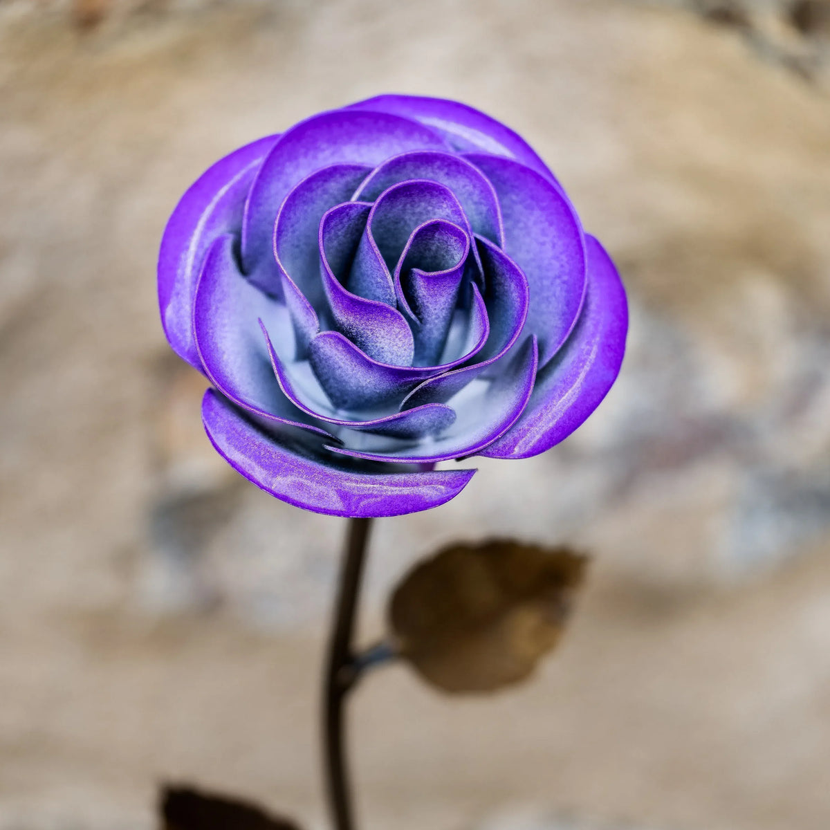 Hand-Forged Purple & White Metal Rose - Old West Iron