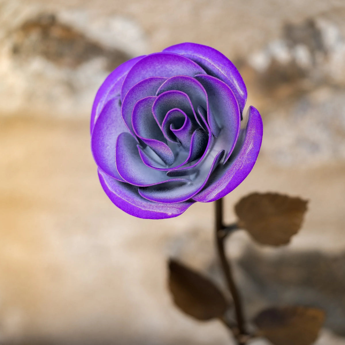 Hand-Forged Purple & White Metal Rose - Old West Iron