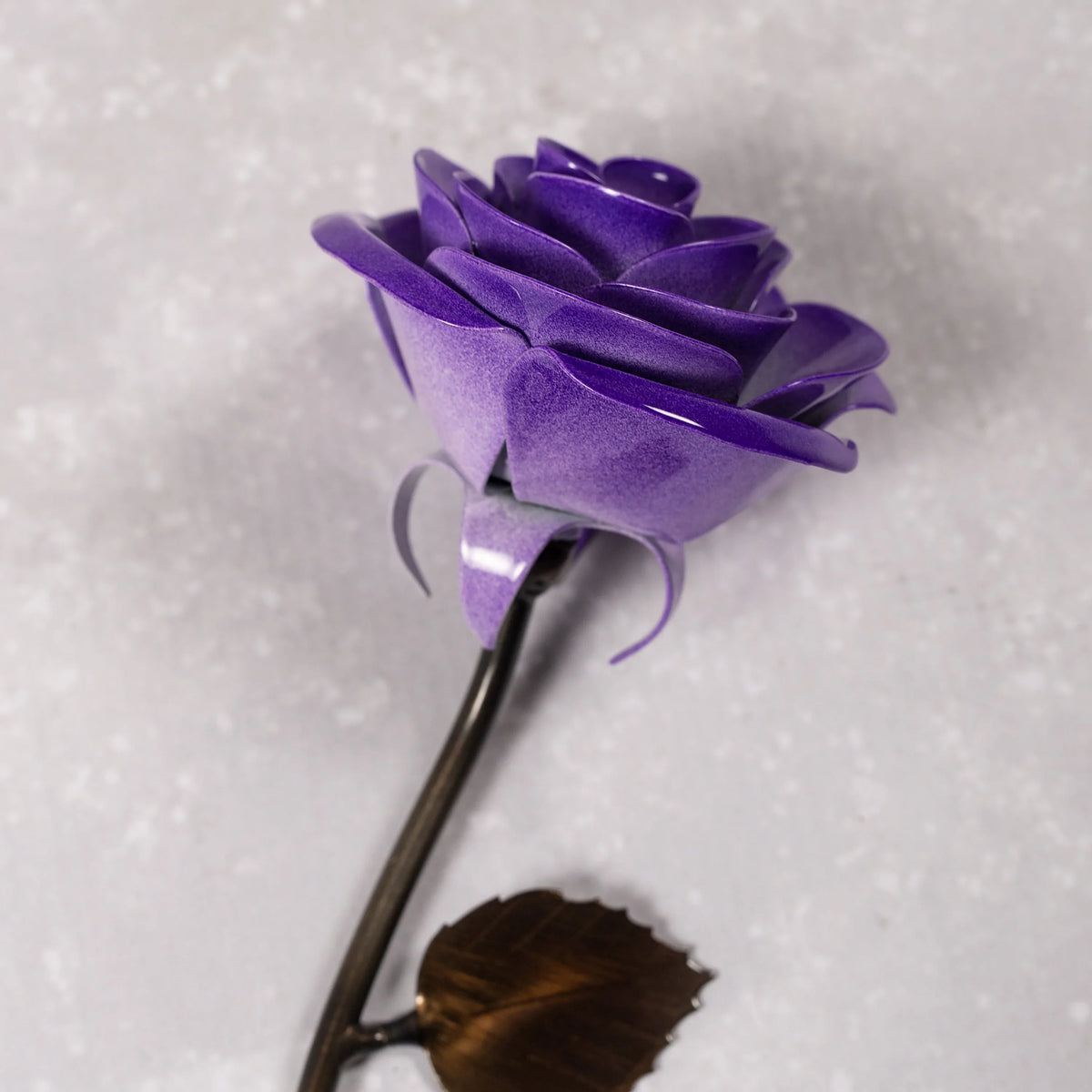 Hand-Forged Purple & White Metal Rose - Old West Iron
