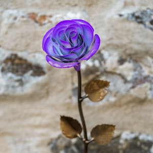 Hand-Forged Purple & White Metal Rose - Old West Iron