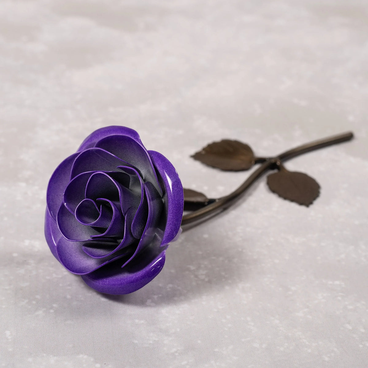 Hand-Forged Purple & White Metal Rose - Old West Iron