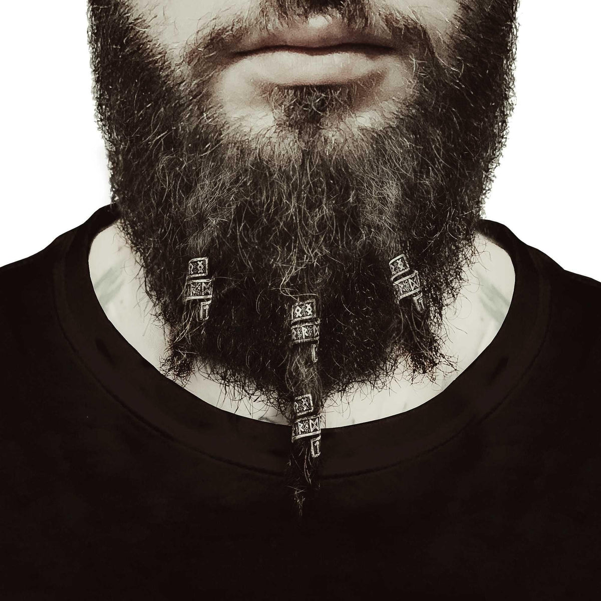Viking Rune Beard Bead Coil Set (4-Pack) - Old West Iron