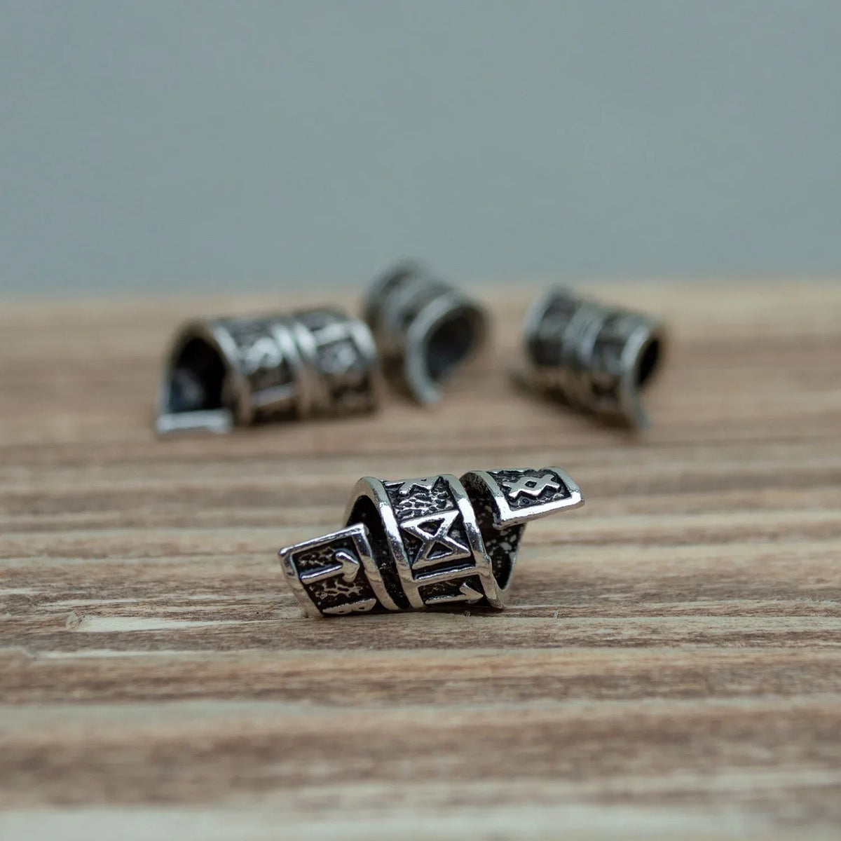 Viking Rune Beard Bead Coil Set (4-Pack) - Old West Iron
