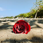 Hand-Forged Wrought Iron Red & White Metal Rose - Old West Iron