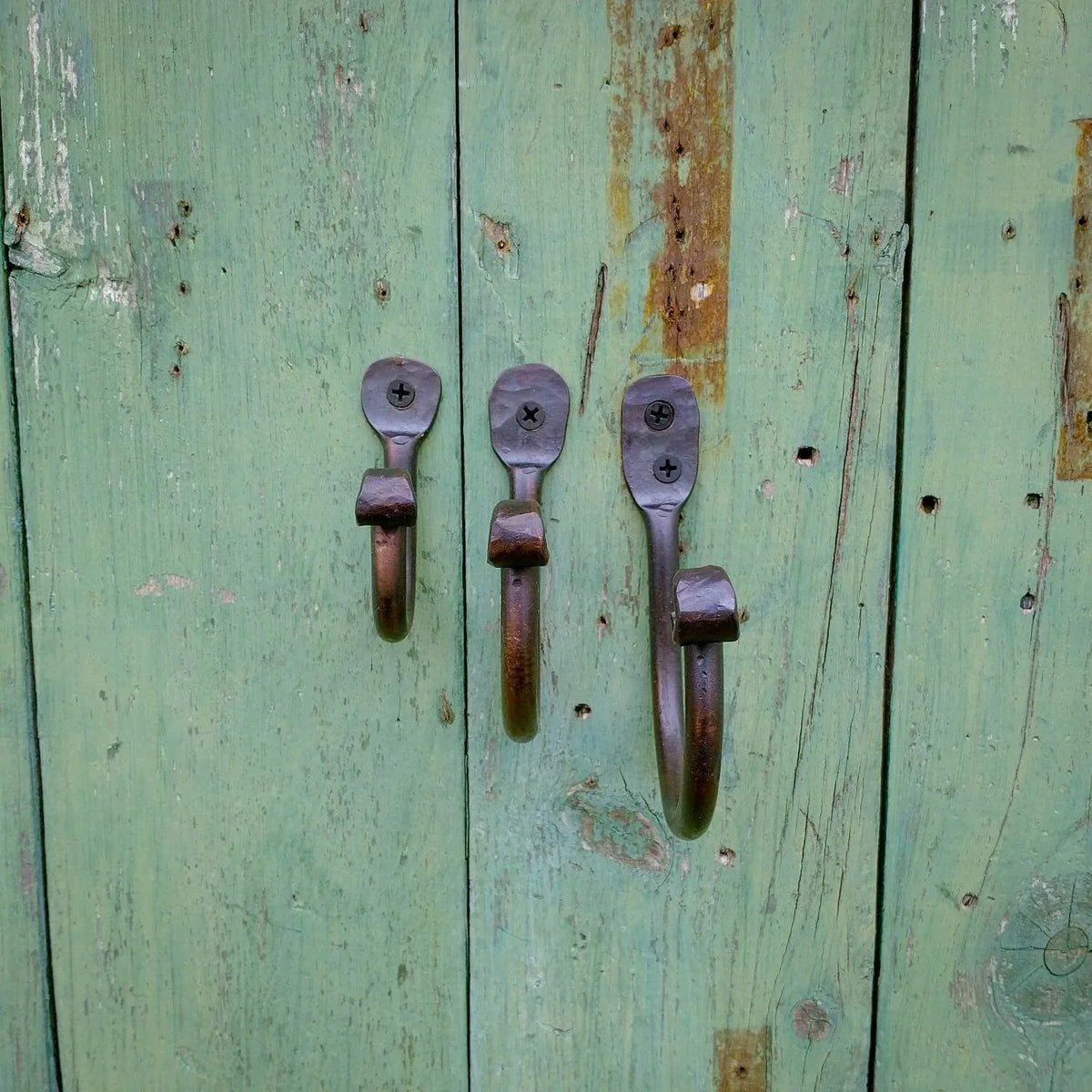 Hand Forged heavy duty Thumbprint J Hooks - Old West Iron