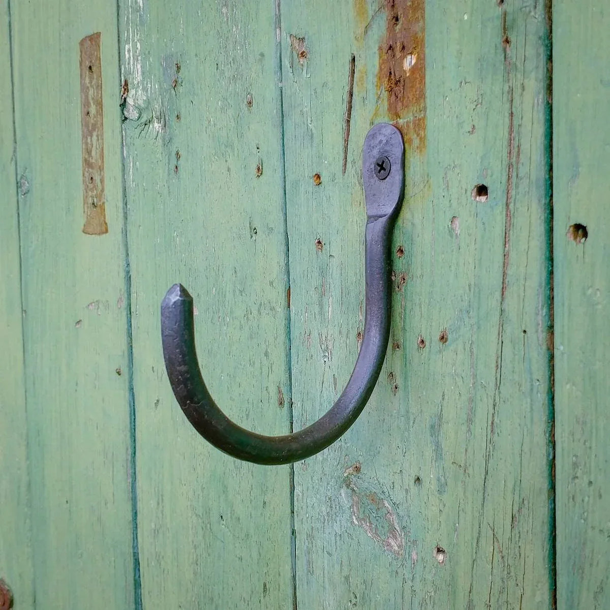 Hand Forged heavy duty thumbprint J Hooks - Old West Iron