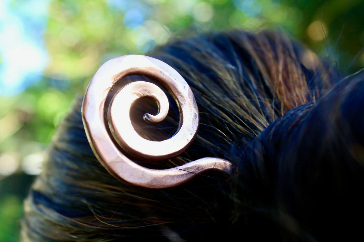 Hand Forged Copper hair pin - Old West Iron
