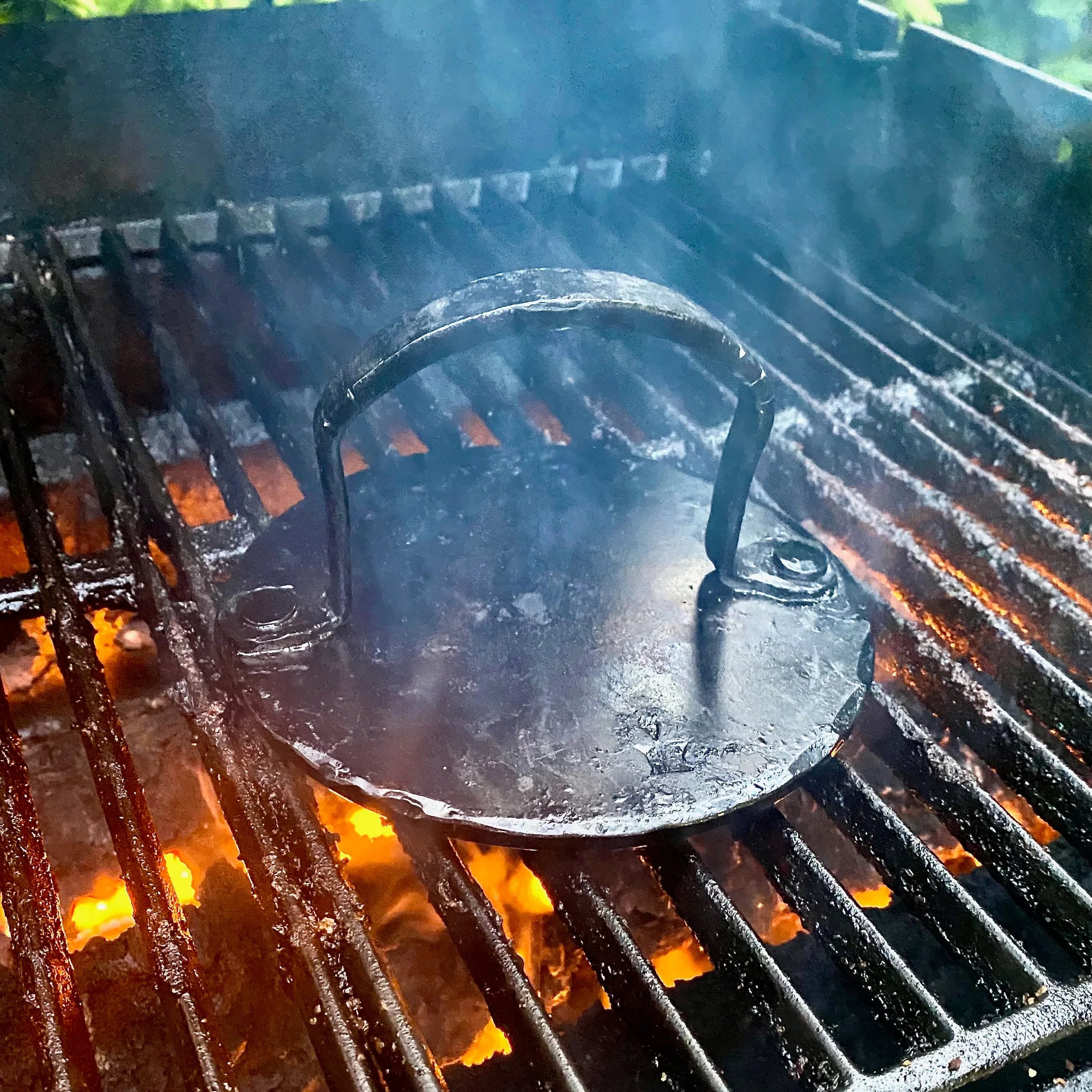 Heavy duty carbon steel smash burger press - Old West Iron