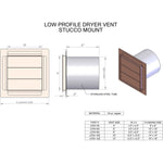 Hammered Copper Low Profile Louvered Dryer Vent - Exhaust Vent (4"-12") - Old West Iron