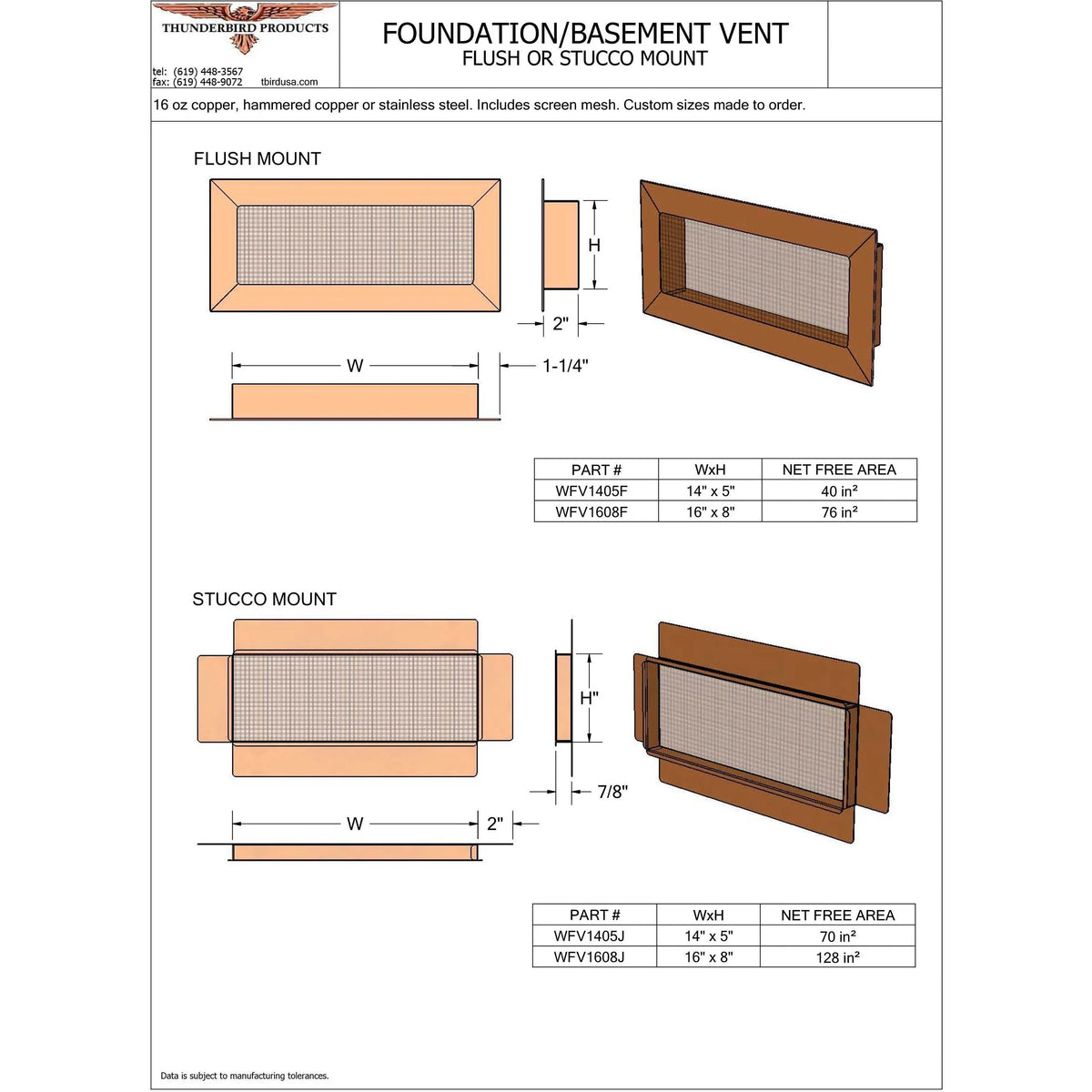 Copper Foundation Vent - Old West Iron