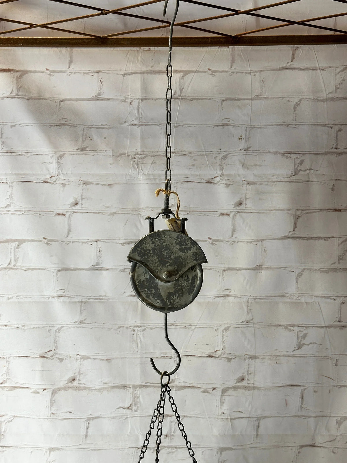 49"t Old Pail Pulley Planter - Outdoor Patio Decor - Metal Flower Bucket or Ivy Basket Container - Rustic Home Farmhouse - Old West Iron