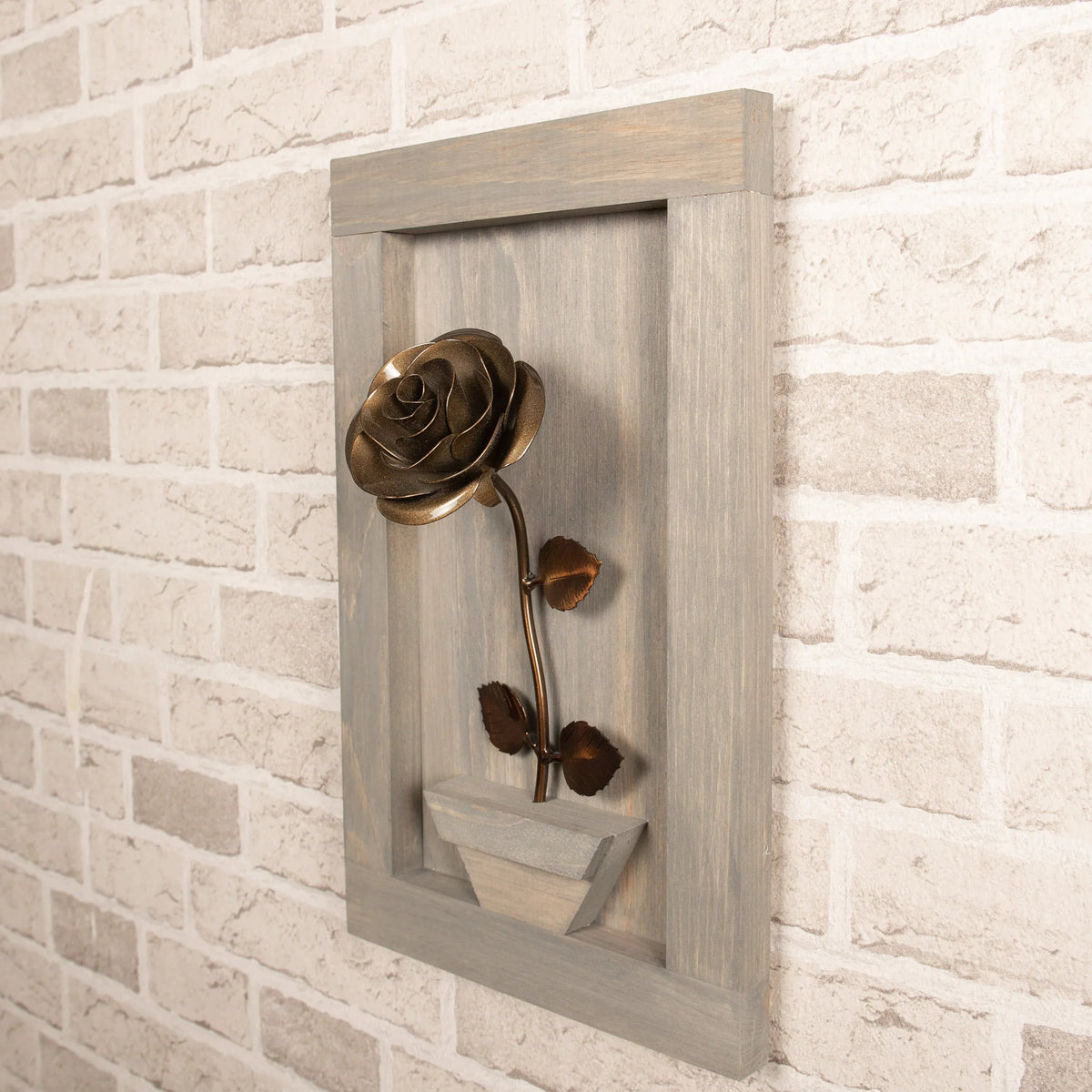 Framed Bronze Rose - Old West Iron