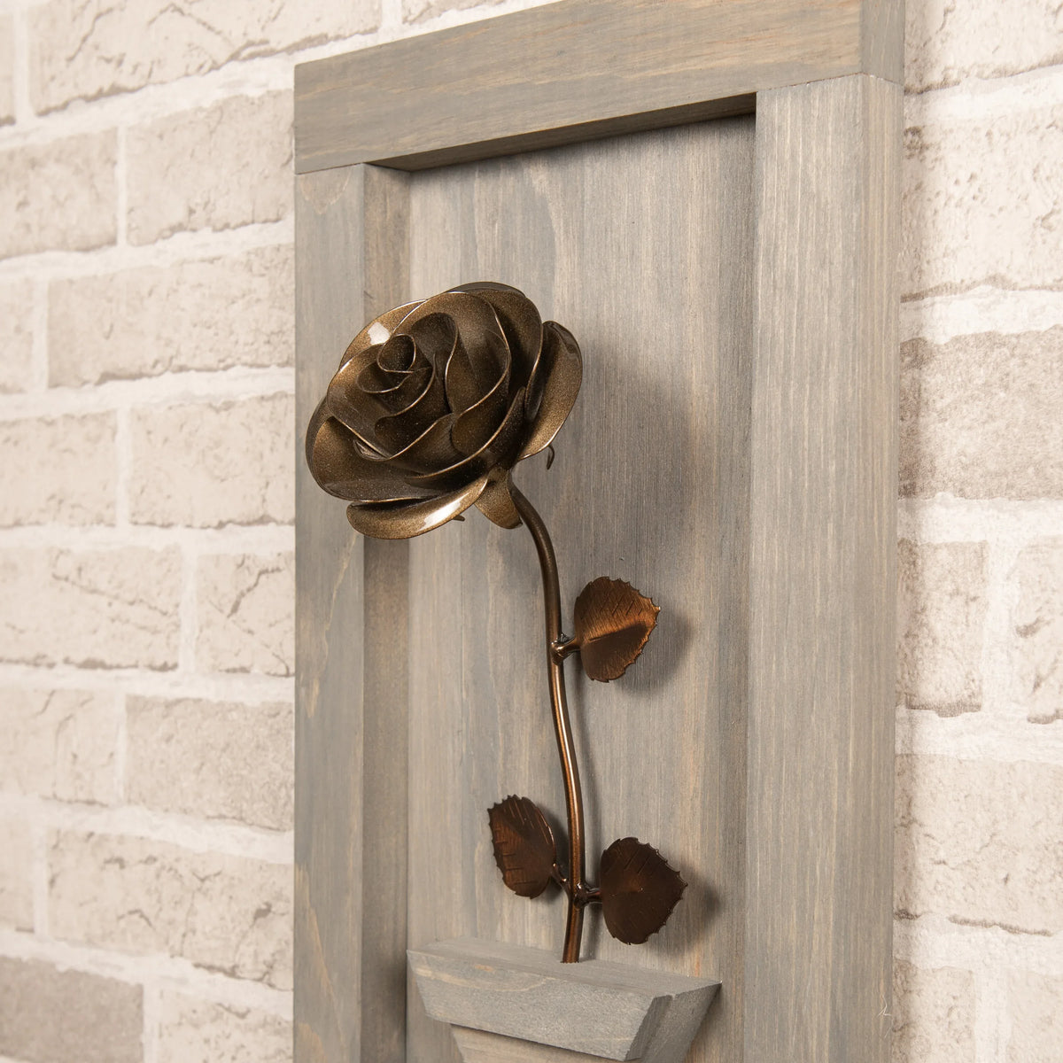 Framed Bronze Rose - Old West Iron