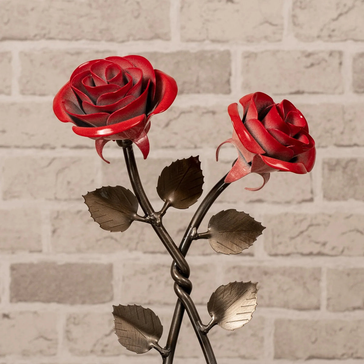 Pair of Twisted Red Roses - Old West Iron