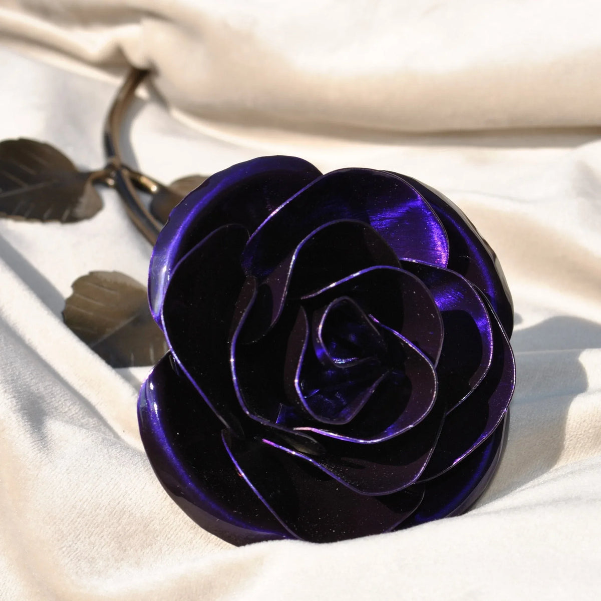 Hand Forged Purple Metal Rose - Old West Iron