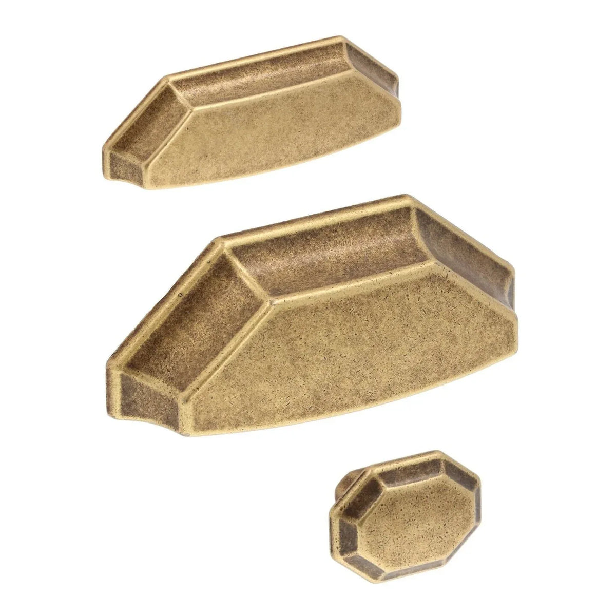 Retro Antique Brass Drawer Cup Pulls - Old West Iron