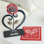 Red Metal Rose with Stand - Old West Iron