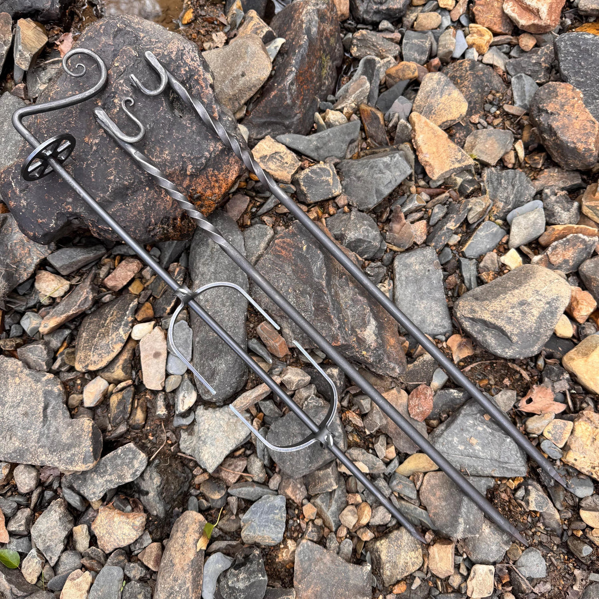 Hand Forged Rotisserie Ground Camping Spit - Old West Iron
