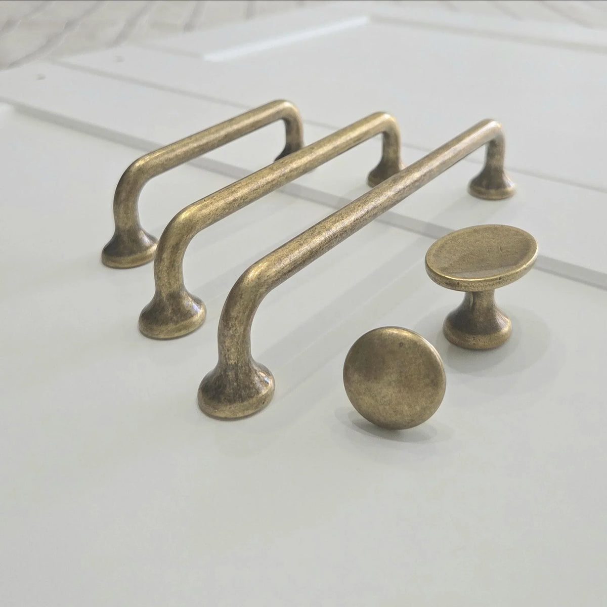 Vintage Cabinet Hardware Set in Antique Brass - Old West Iron